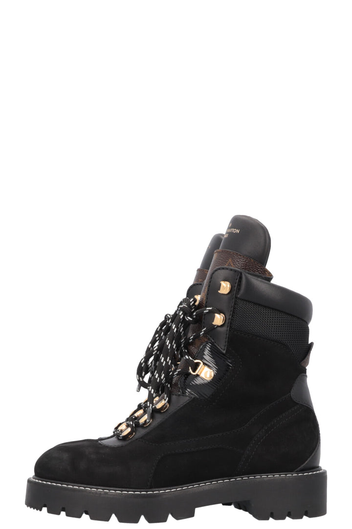 LOUIS VUITTON Territory Ranger Boots Suede Black MNG Canvas