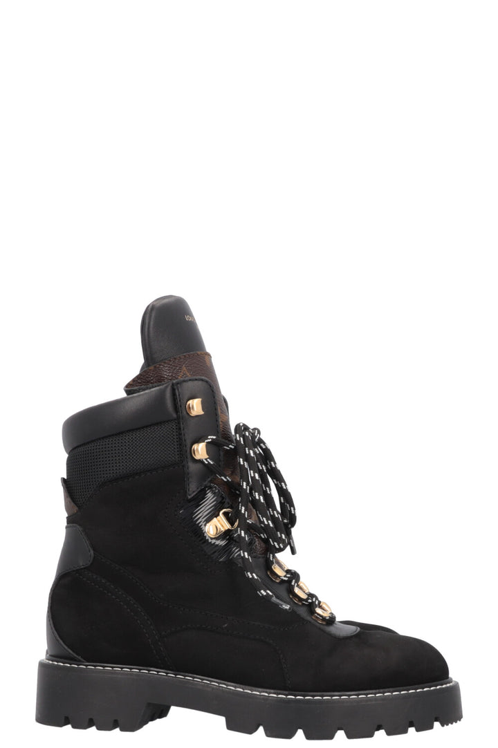 LOUIS VUITTON Territory Ranger Boots Suede Black MNG Canvas