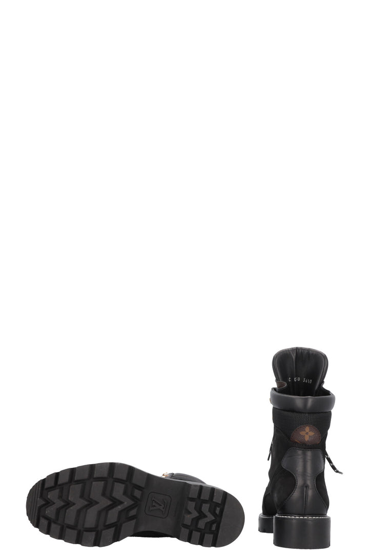 LOUIS VUITTON Territory Ranger Boots Suede Black MNG Canvas