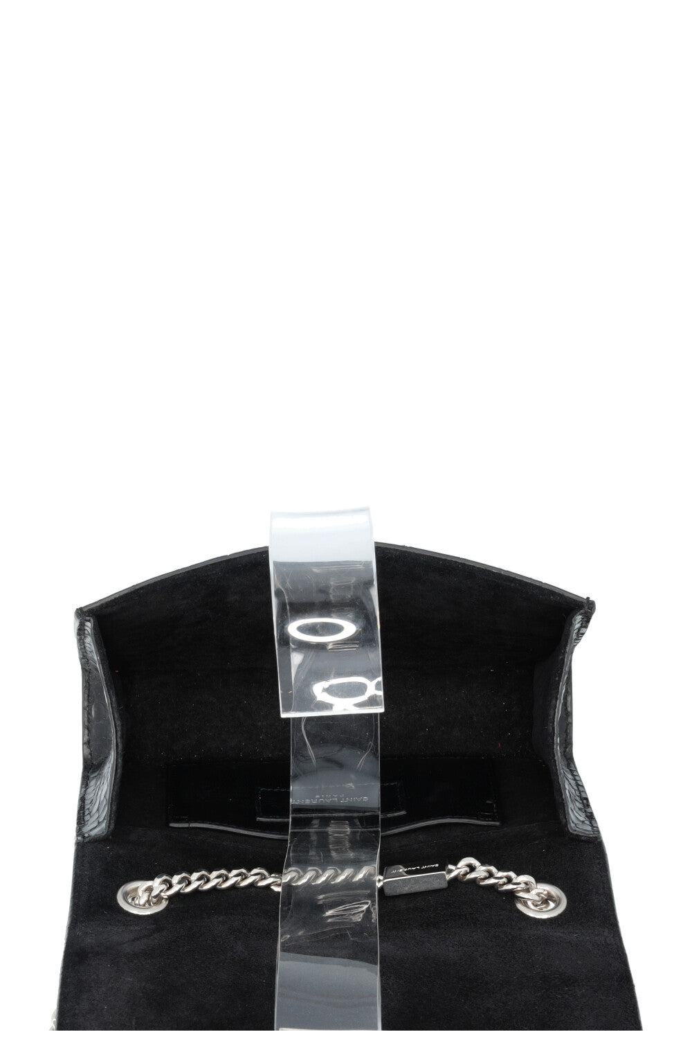 SAINT LAURENT Old Small Kate Tassel Bag Croc Embossed Black