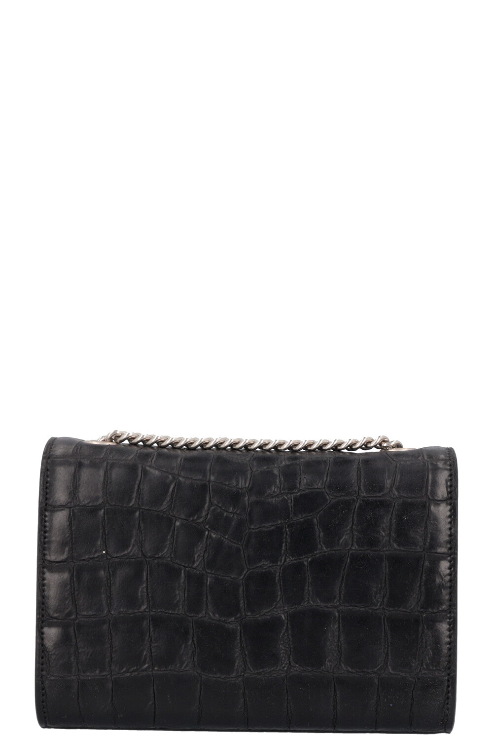 SAINT LAURENT Old Small Kate Tassel Bag Croc Embossed Black