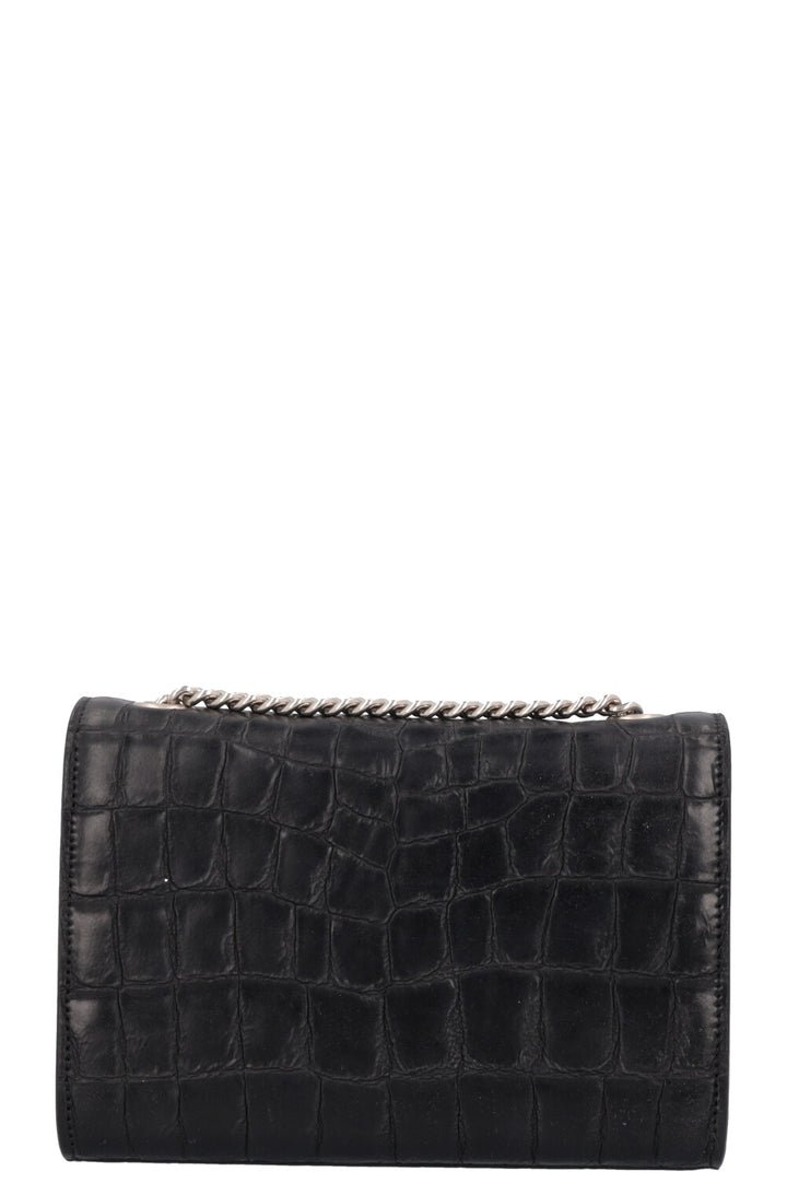 SAINT LAURENT Old Small Kate Tassel Bag Croc Embossed Black