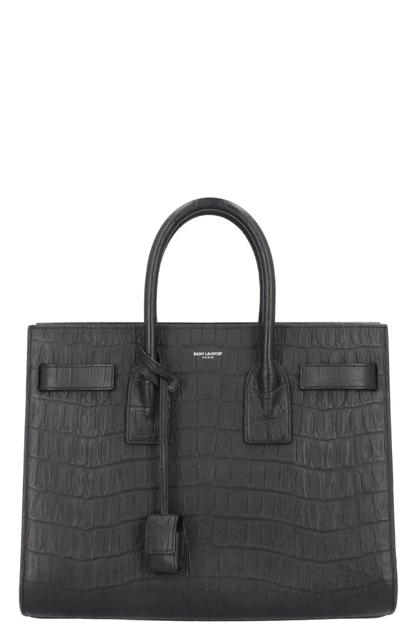 SAINT LAURENT Small Sac De Jour Croc Embossed Black