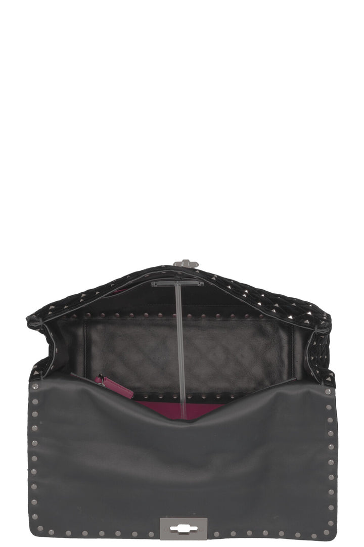 VALENTINO Rockstud Spike Bag Large Velvet Black
