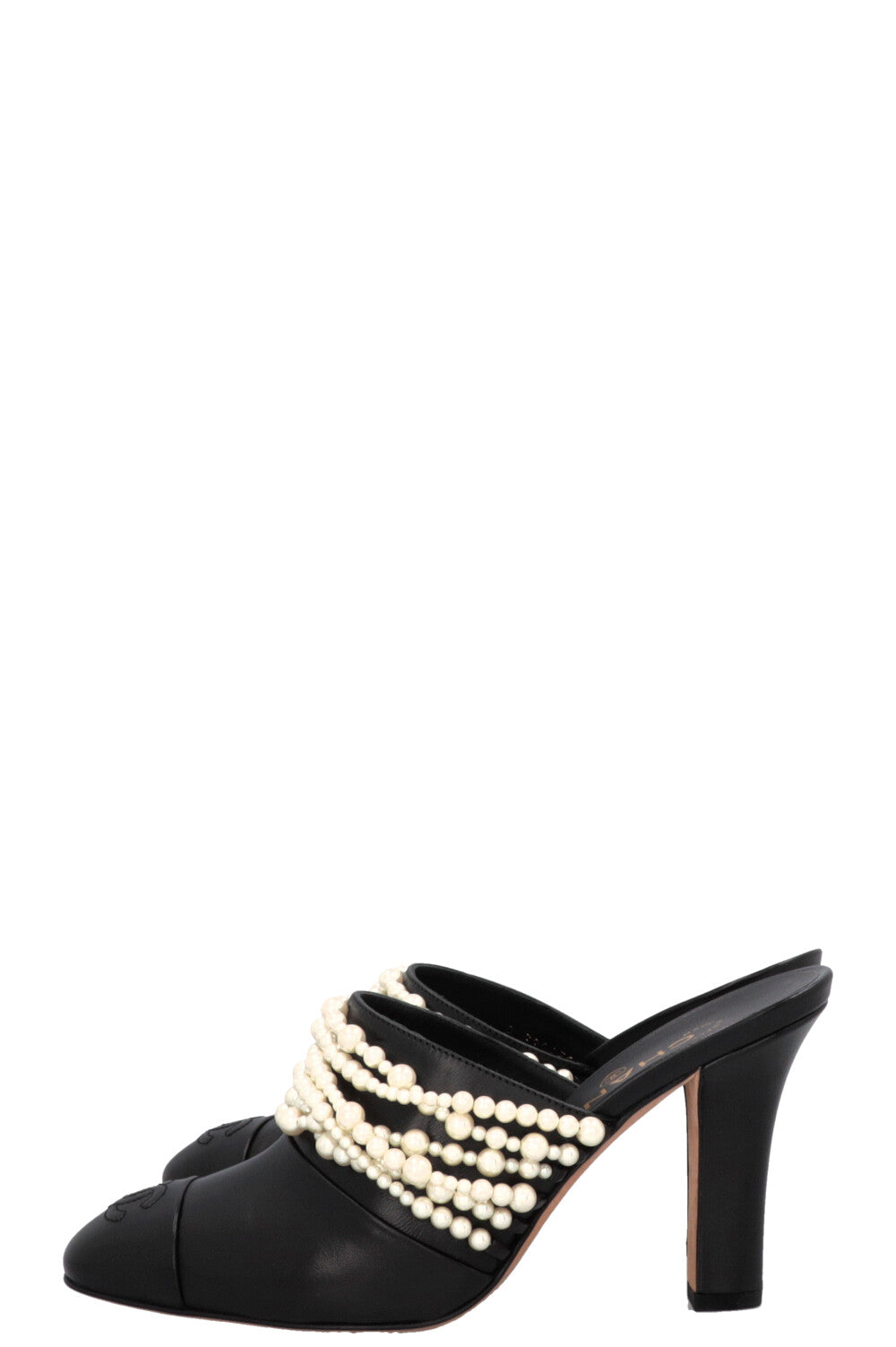 CHANEL Pearl Braid CC Mules Black