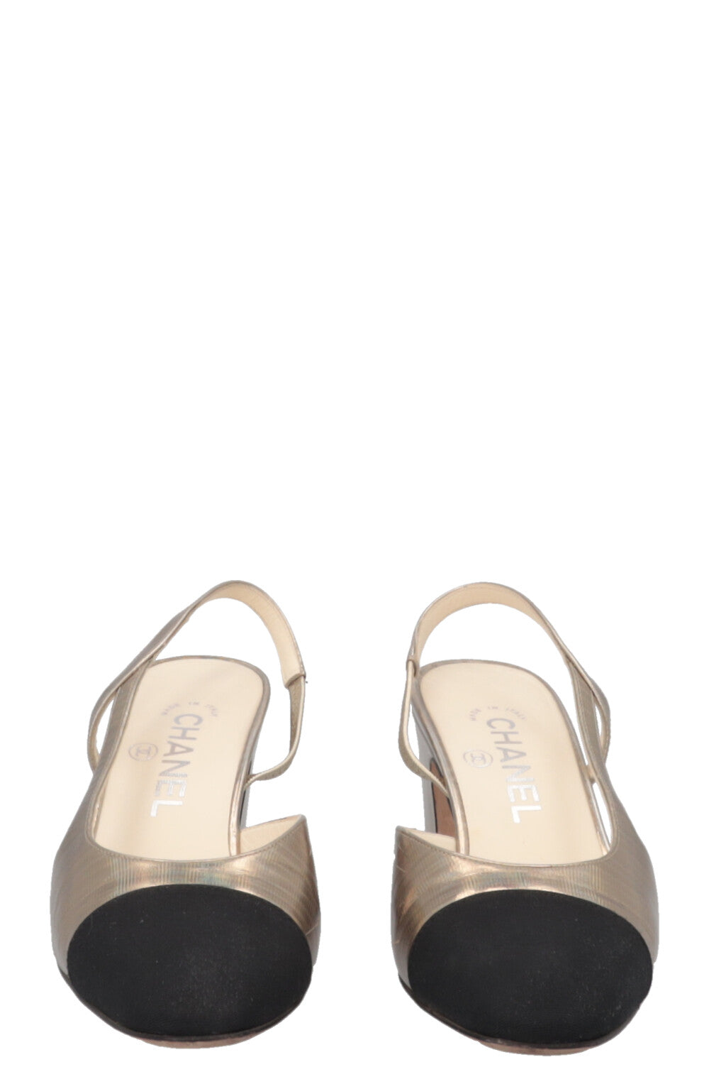 CHANEL Slingback classique or champagne