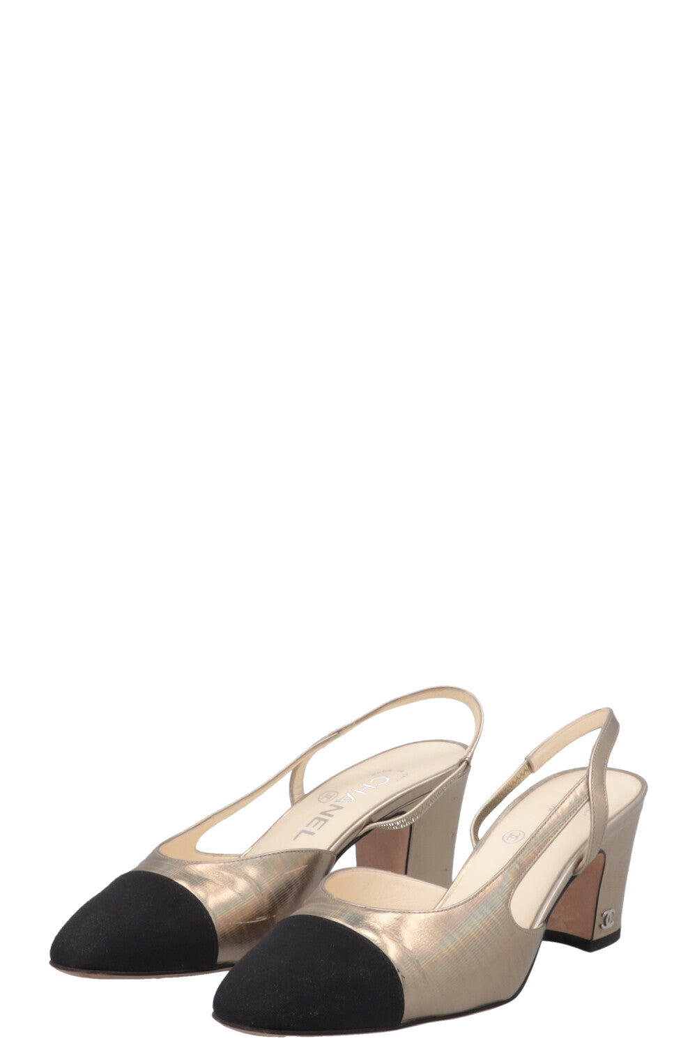 CHANEL Slingback classique or champagne