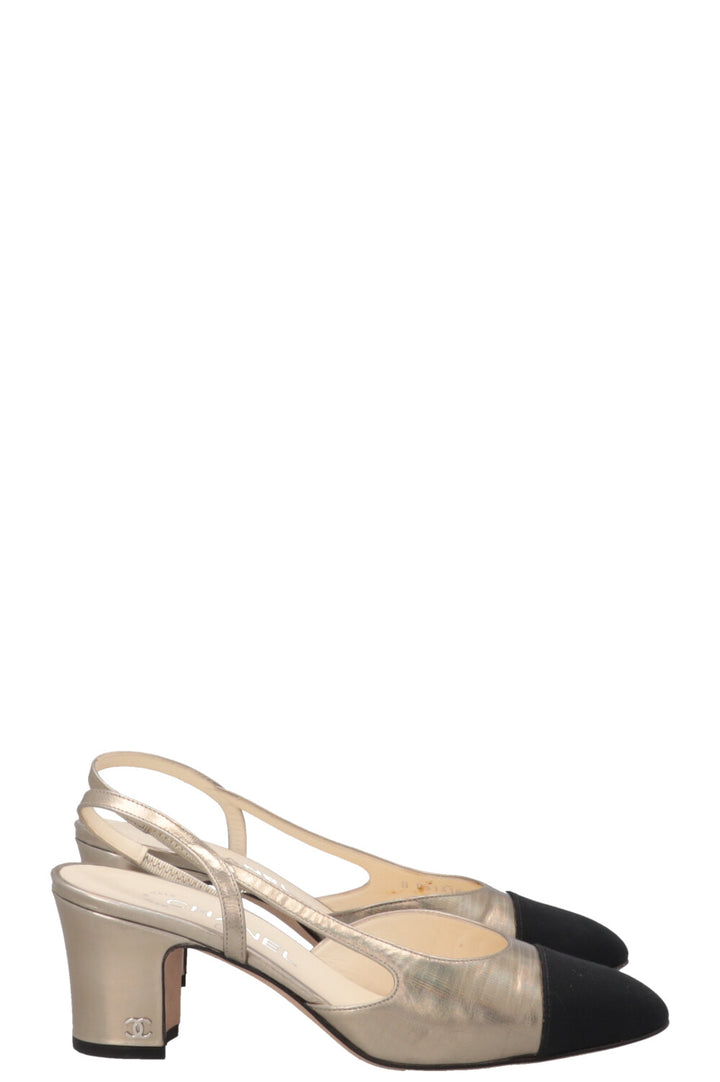 CHANEL Slingback classique or champagne