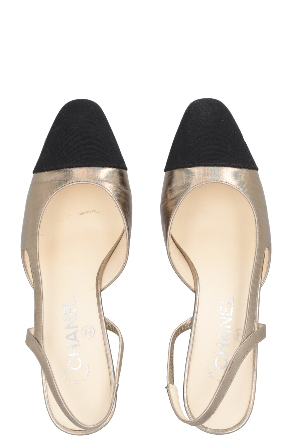 CHANEL Slingback classique or champagne