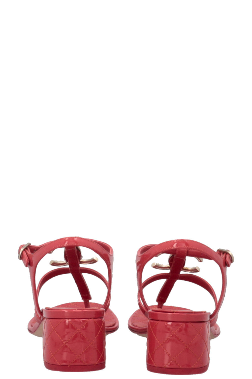 CHANEL CC Camelia Thong Sandals Patent Pink