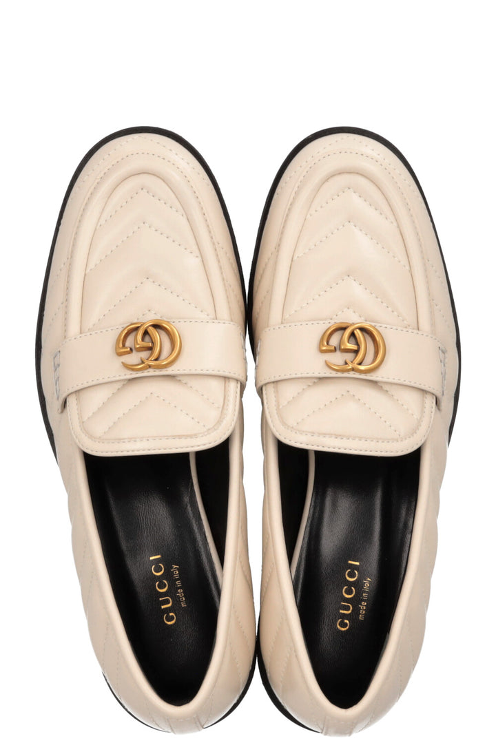 GUCCI Matelasse GG Marmont Loafers Ivory