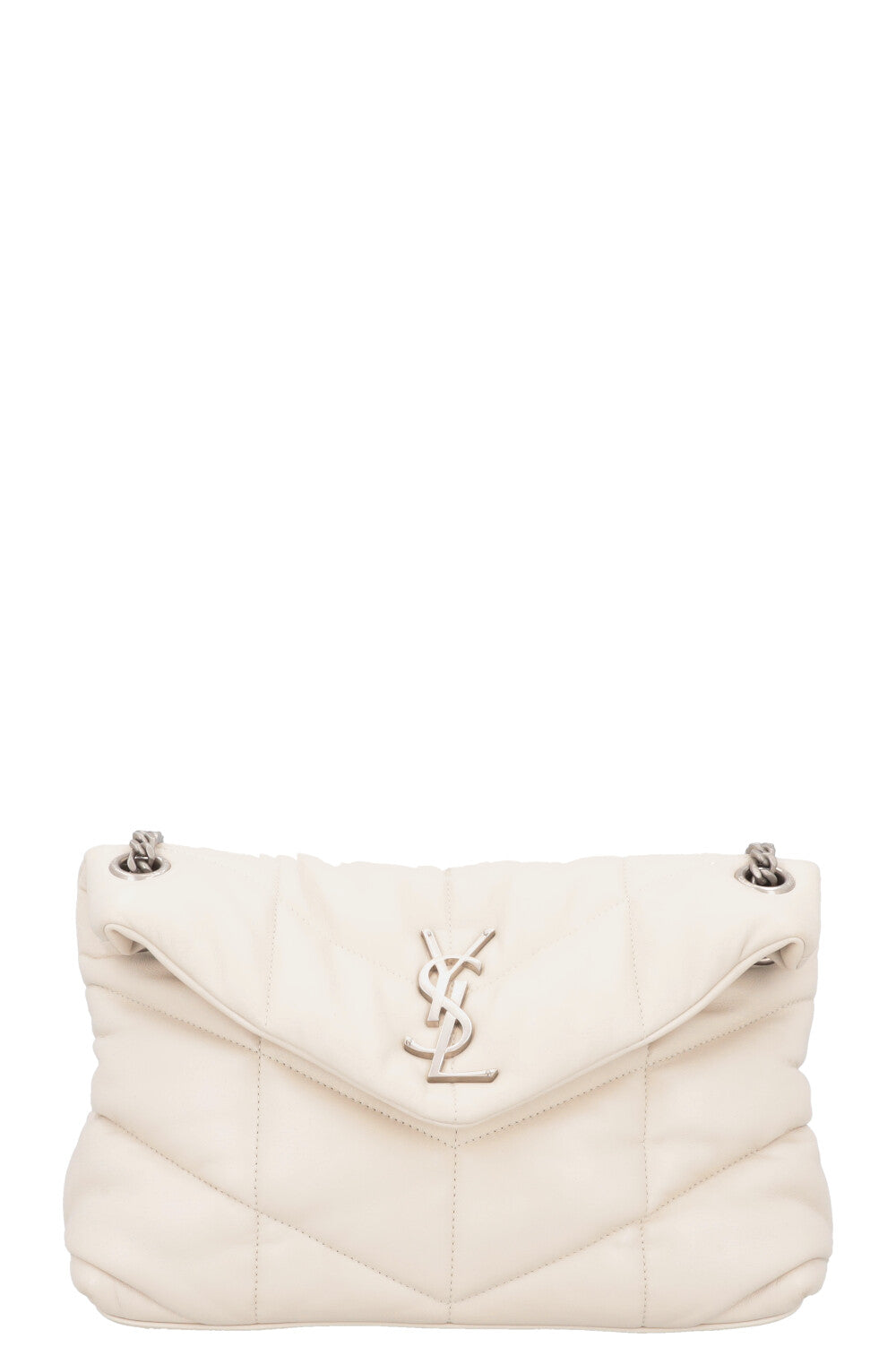 SAINT LAURENT Lou Lou Puffer Crossbody Bag Ivory