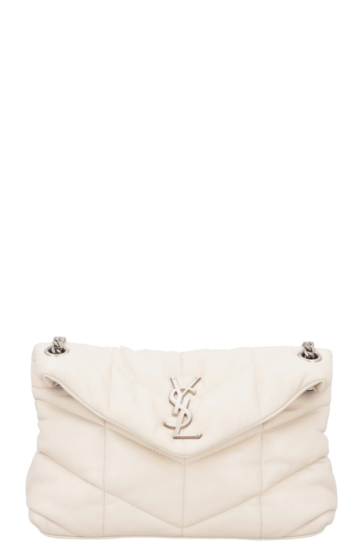 SAINT LAURENT Lou Lou Puffer Crossbody Bag Ivory