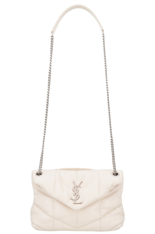 SAINT LAURENT Lou Lou Puffer Crossbody Bag Ivory