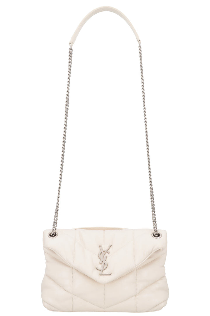 SAINT LAURENT Lou Lou Puffer Crossbody Bag Ivory