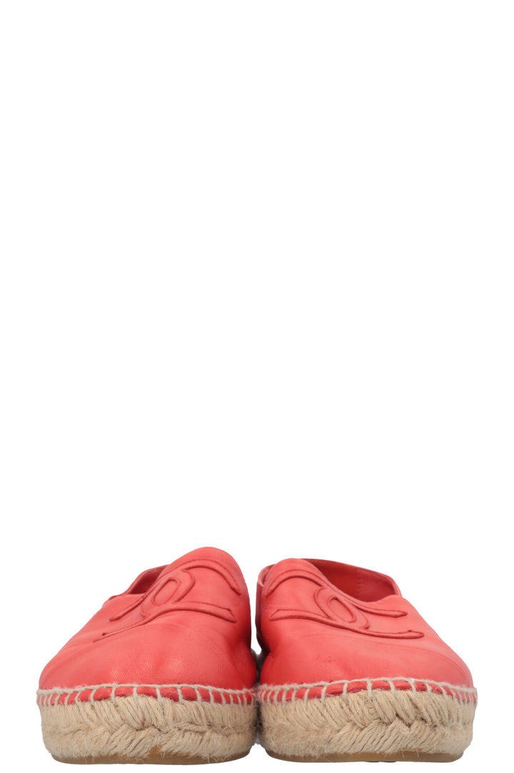 CHANEL CC Espadrilles Leather Orange