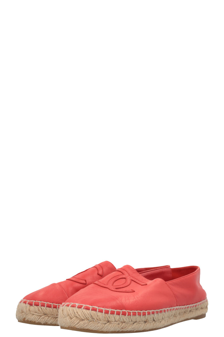 CHANEL CC Espadrilles Leather Orange