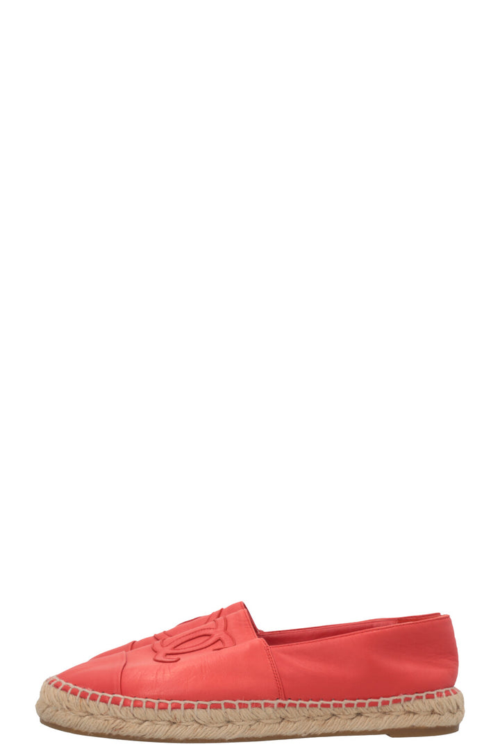 CHANEL CC Espadrilles Leather Orange