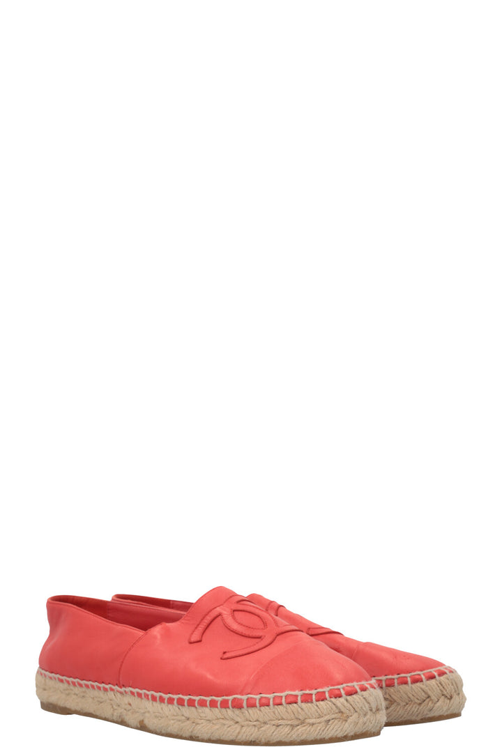CHANEL CC Espadrilles Leather Orange