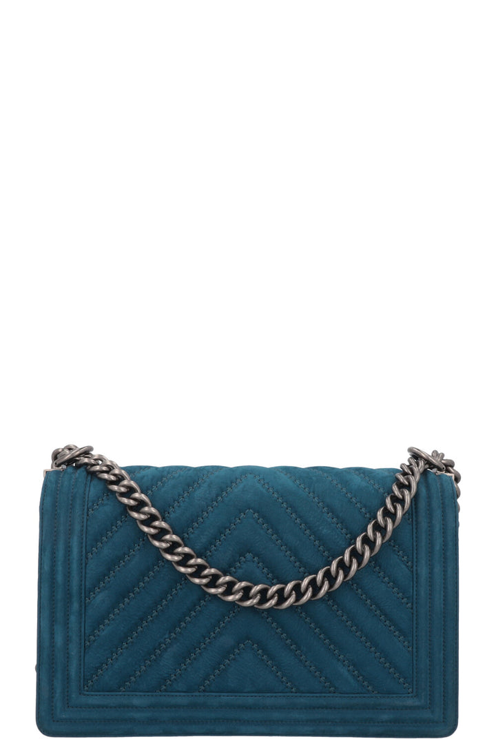 CHANEL Medium Boy Crossbody Bag Suede Petrol