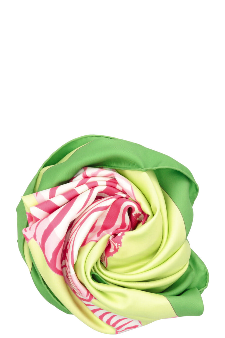 HERMÈS Les Zèbres II 90 Foulard Soie Vert