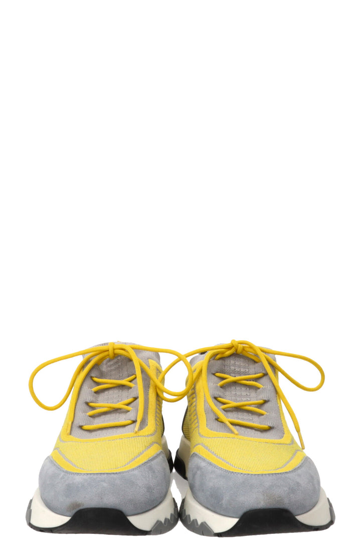 HERMÈS Baskets montantes Addict jaunes et grises