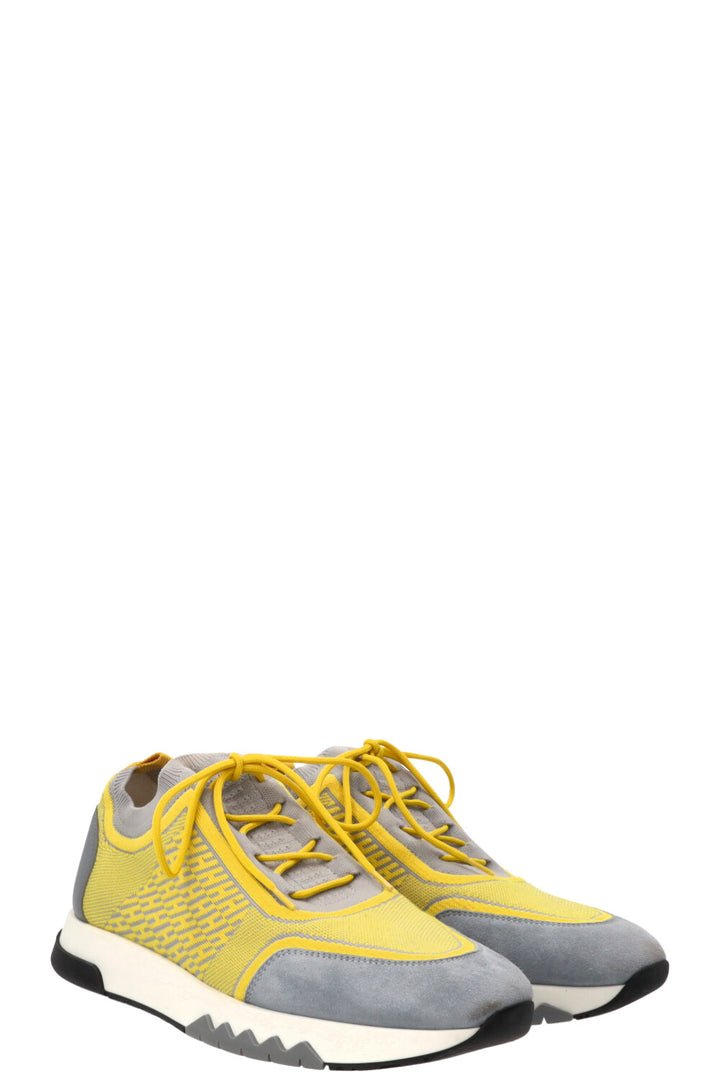HERMÈS Baskets montantes Addict jaunes et grises