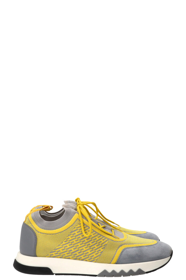 HERMÈS Baskets montantes Addict jaunes et grises