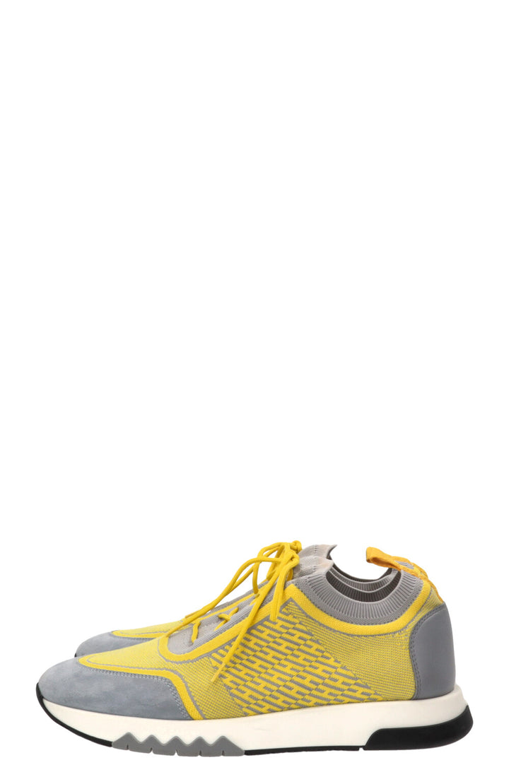 HERMÈS Baskets montantes Addict jaunes et grises