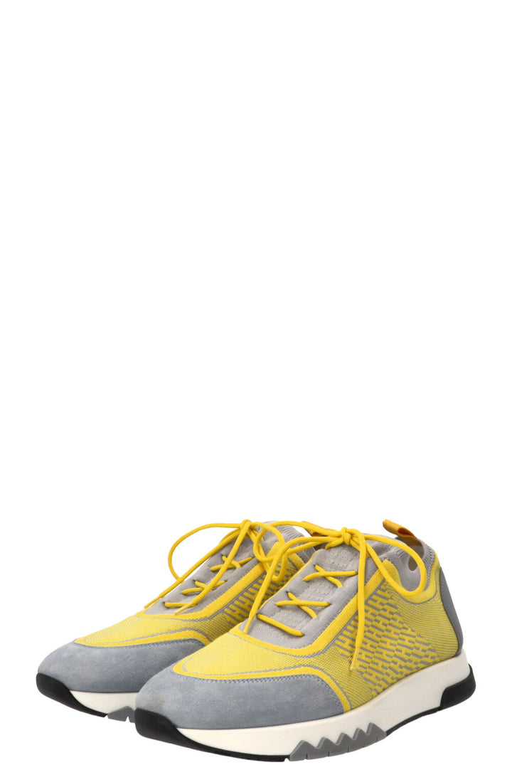 HERMÈS Baskets montantes Addict jaunes et grises
