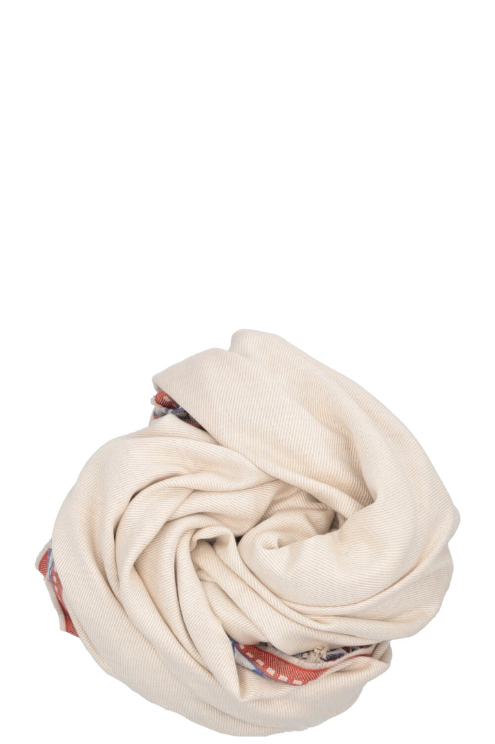 LORO PIANA Fringed Plaid Cashmere Silk Beige