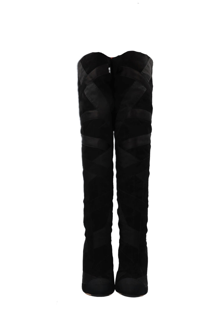CHANEL 2017 Cosmopolite CC Overknee Boots Black