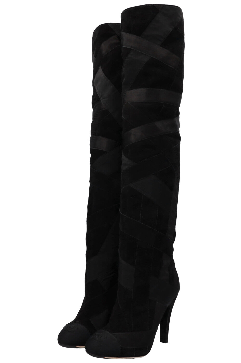 CHANEL 2017 Cosmopolite CC Overknee Boots Black