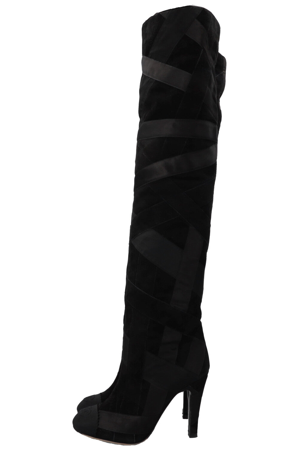 CHANEL 2017 Cosmopolite CC Overknee Boots Black