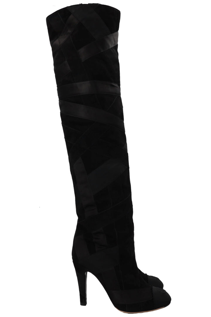 CHANEL 2017 Cosmopolite CC Overknee Boots Black