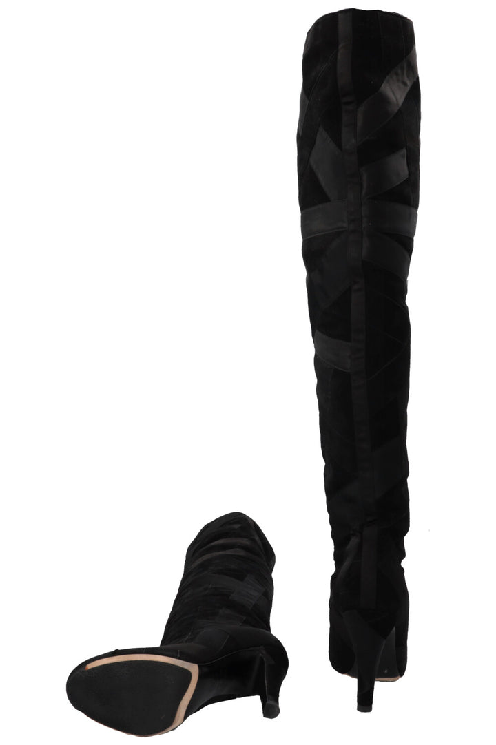CHANEL 2017 Cosmopolite CC Overknee Boots Black