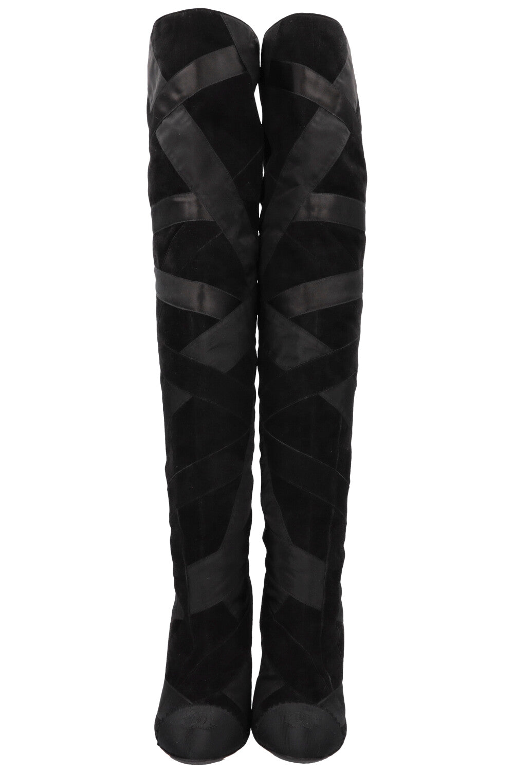 CHANEL 2017 Cosmopolite CC Overknee Boots Black