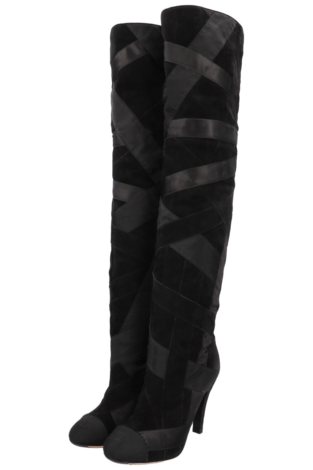 CHANEL 2017 Cosmopolite CC Overknee Boots Black