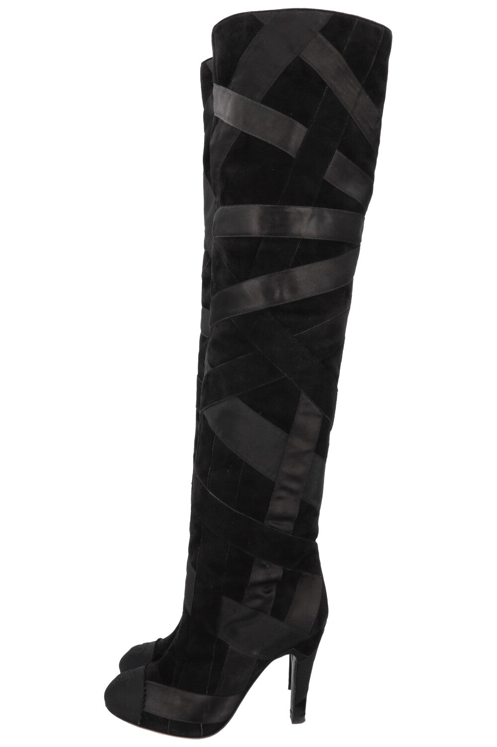 CHANEL 2017 Cosmopolite CC Overknee Boots Black