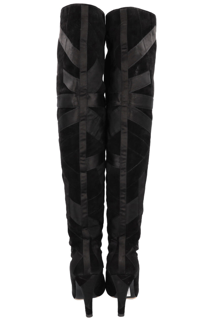 CHANEL 2017 Cosmopolite CC Overknee Boots Black