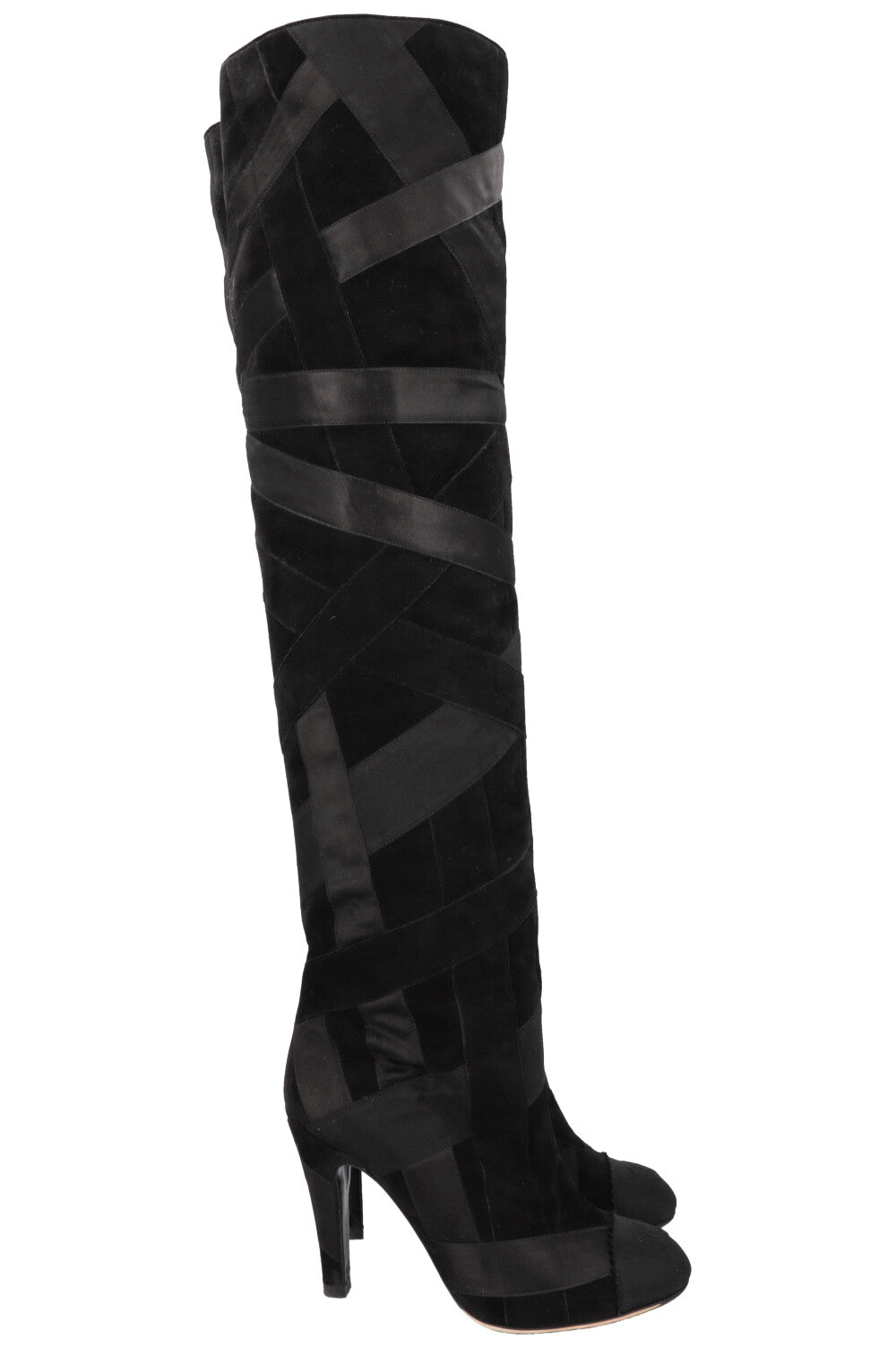CHANEL 2017 Cosmopolite CC Overknee Boots Black