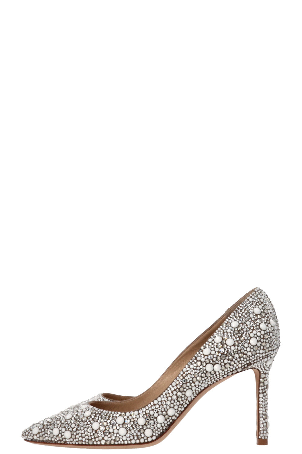 JIMMY CHOO Romy Crystal Heels Silver White