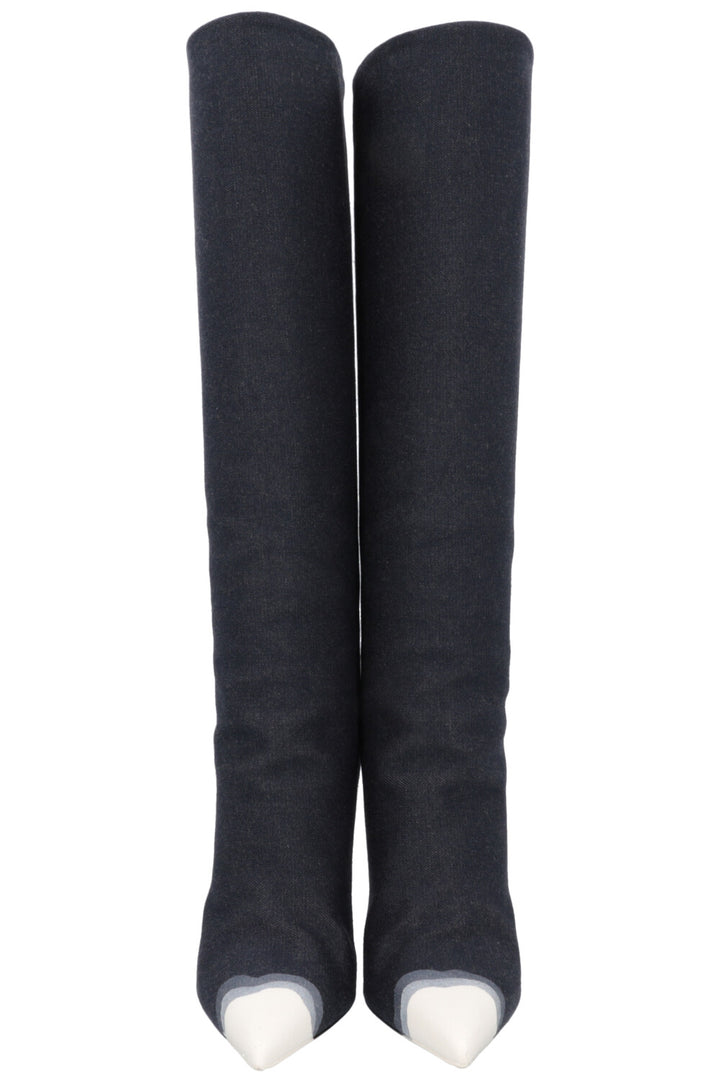 TOM FORD Bleached Denim Knee High Boots Blue