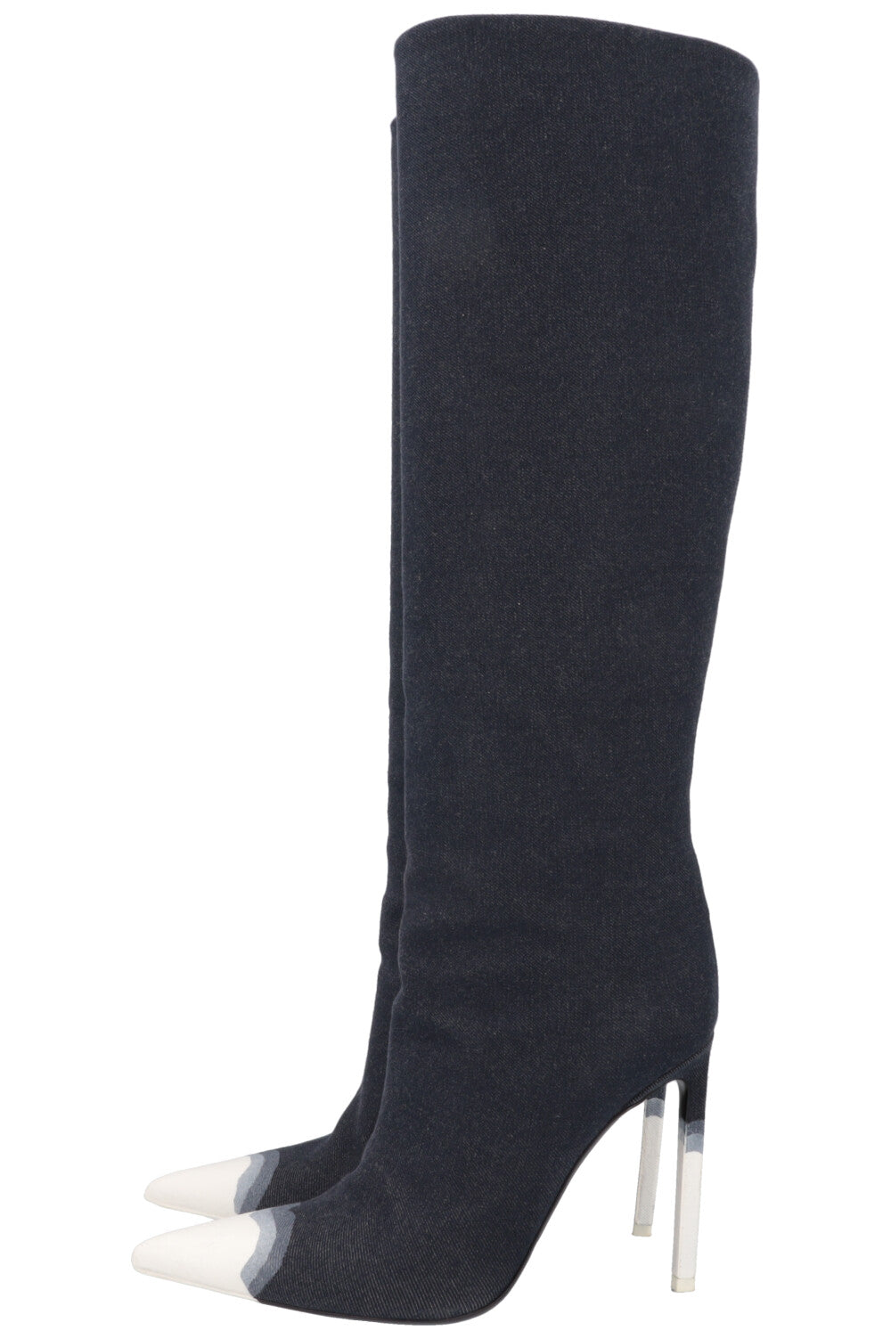 TOM FORD Bleached Denim Knee High Boots Blue