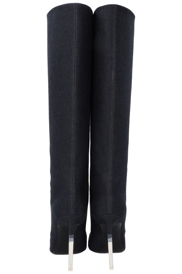 TOM FORD Bleached Denim Knee High Boots Blue