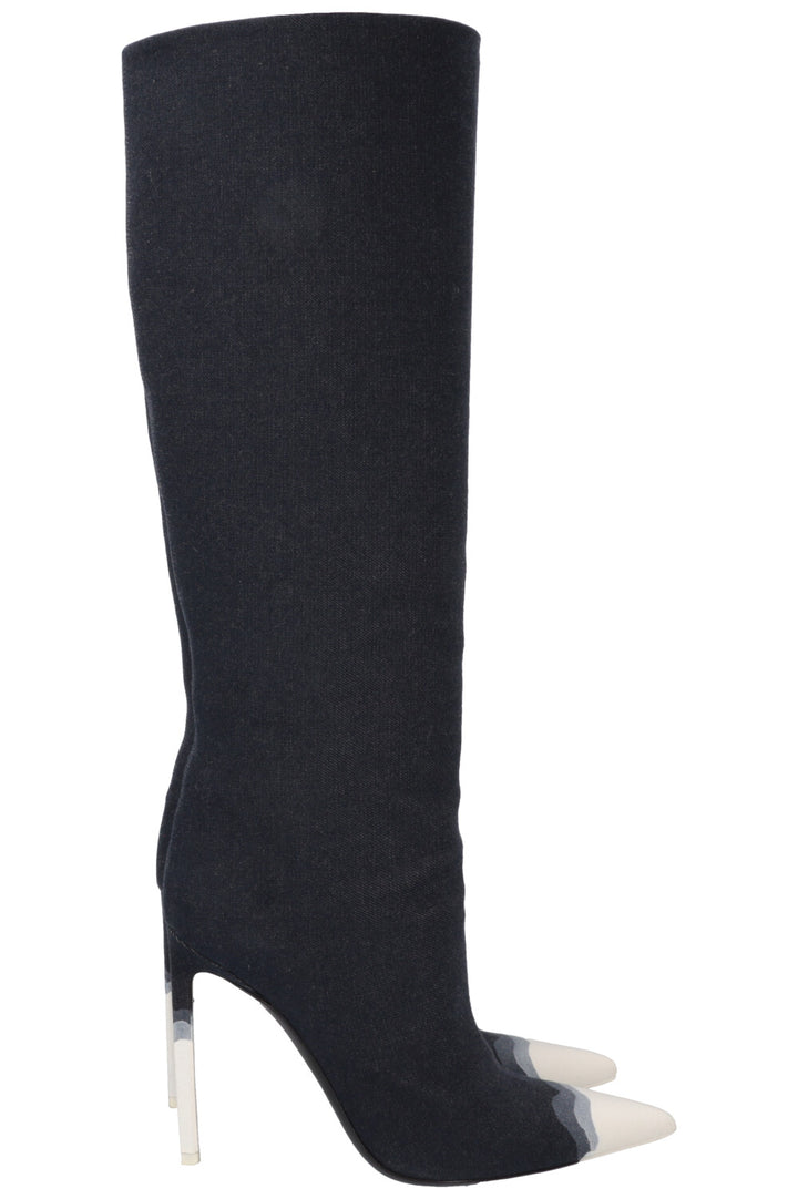 TOM FORD Bleached Denim Knee High Boots Blue