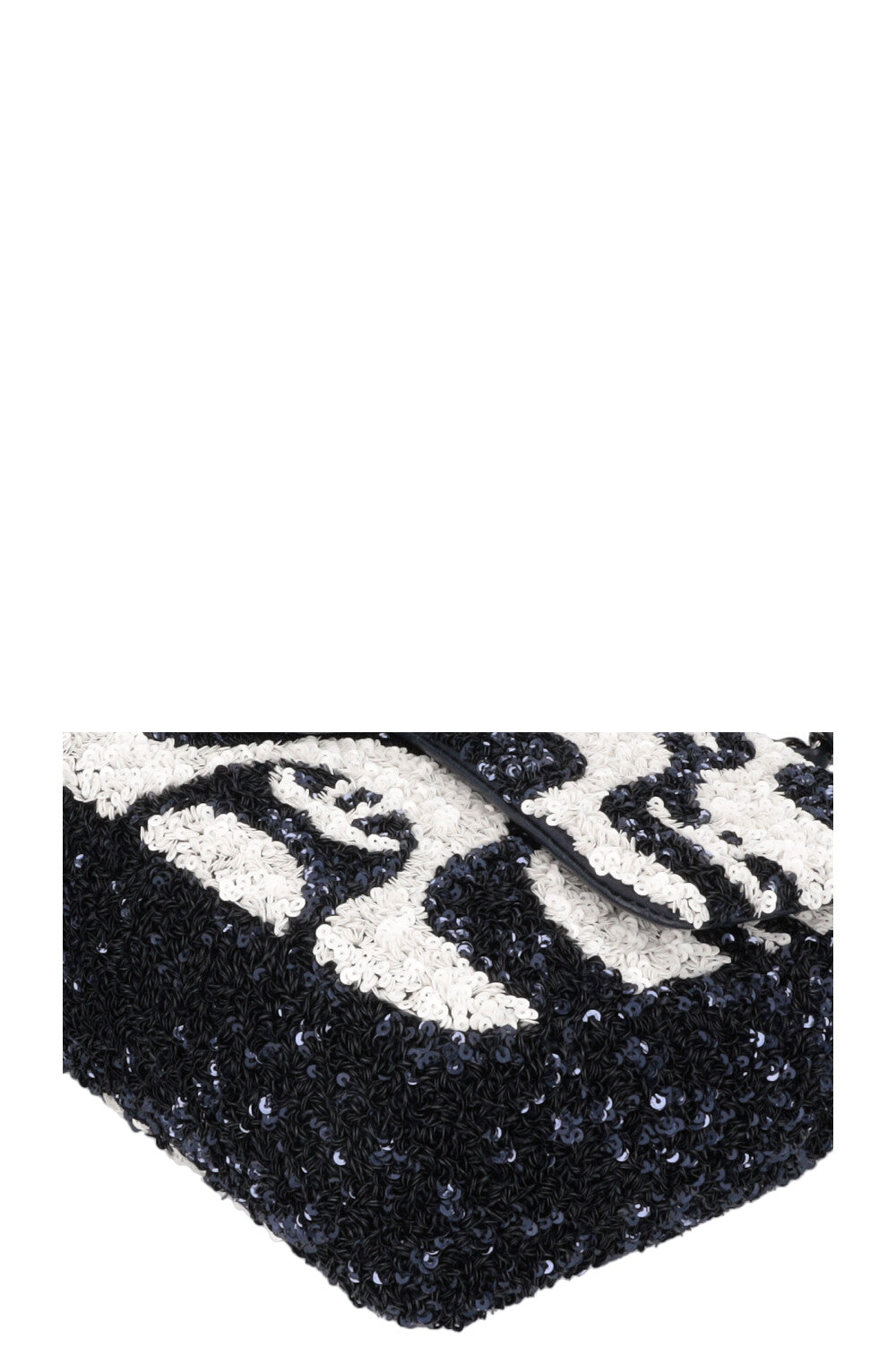 CHANEL Flap Bag Sequin Navy White