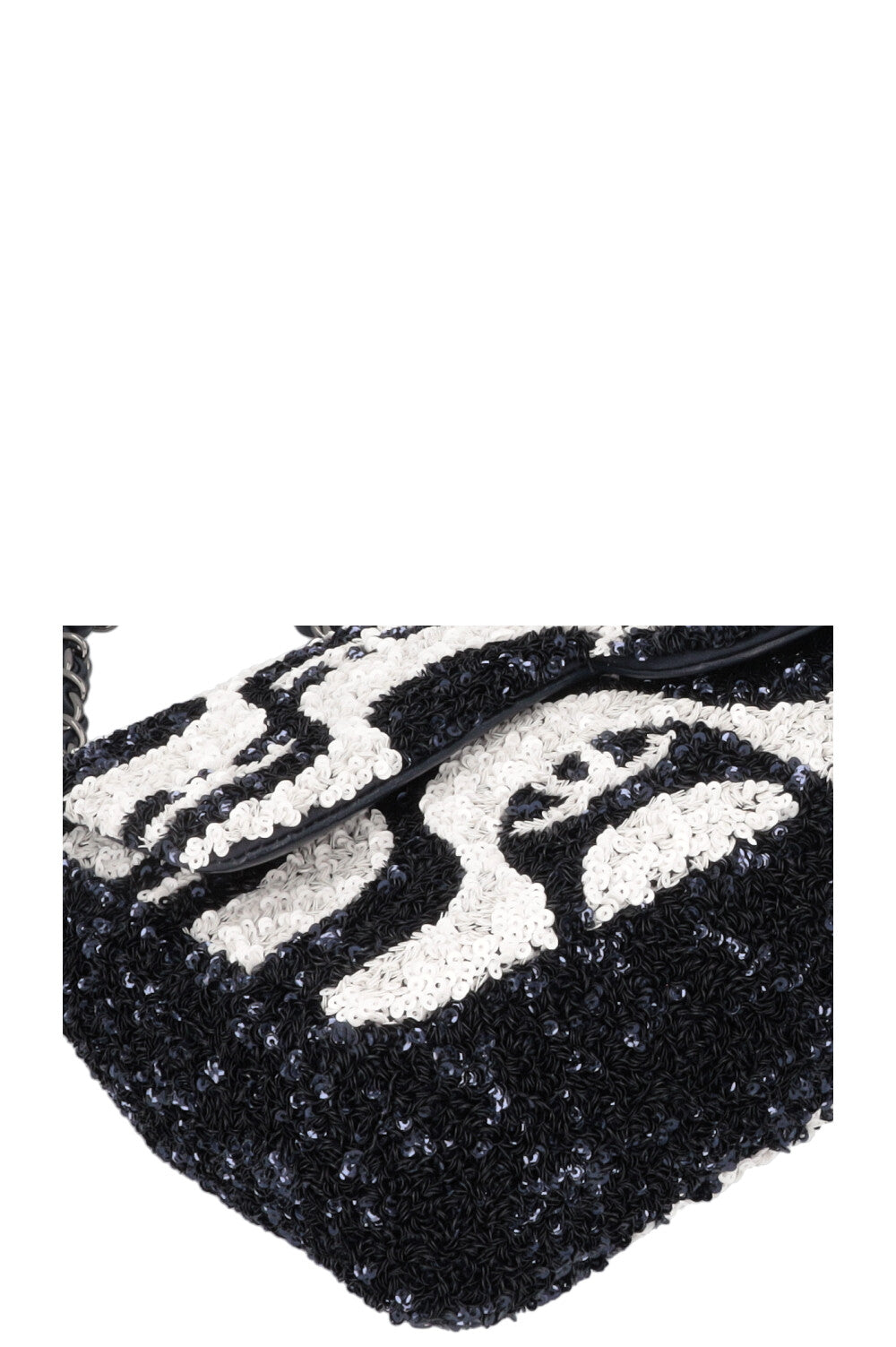 CHANEL Flap Bag Sequin Navy White