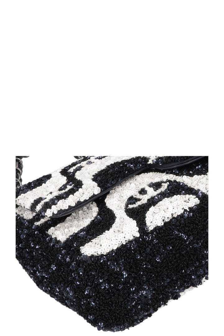 CHANEL Flap Bag Sequin Navy White