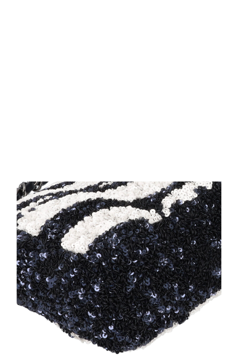 CHANEL Flap Bag Sequin Navy White